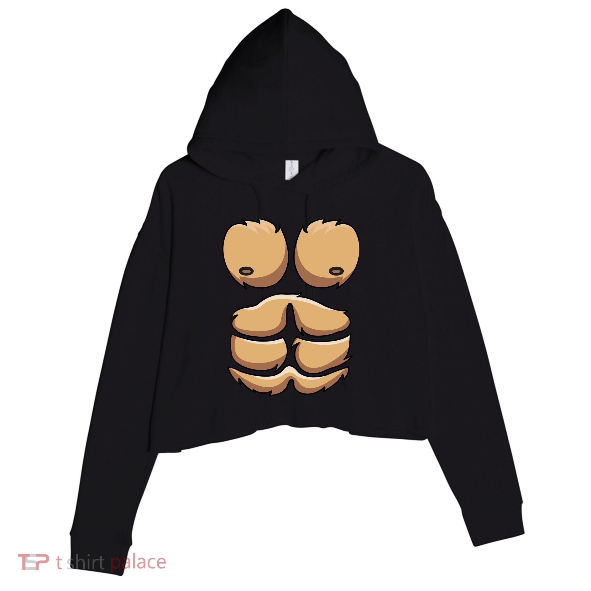 Funny Monkey Gorilla Chest Costume Halloween Crop Fleece Hoodie