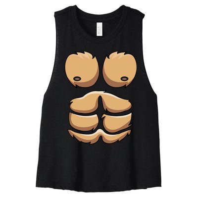 Funny Monkey Gorilla Chest Costume Halloween Women's Racerback Cropped Tank