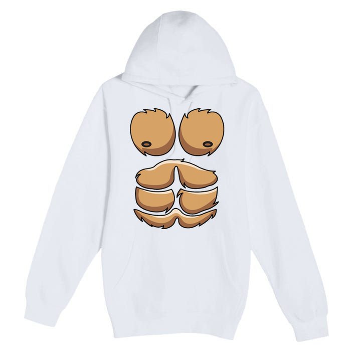 Funny Monkey Gorilla Chest Costume Halloween Premium Pullover Hoodie