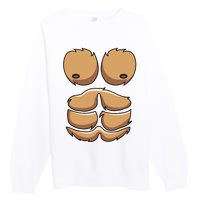 Funny Monkey Gorilla Chest Costume Halloween Premium Crewneck Sweatshirt