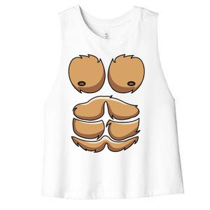 Funny Monkey Gorilla Chest Costume Halloween Women's Racerback Cropped Tank