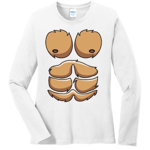 Funny Monkey Gorilla Chest Costume Halloween Ladies Long Sleeve Shirt