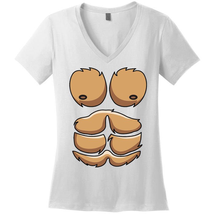 Funny Monkey Gorilla Chest Costume Halloween Women's V-Neck T-Shirt