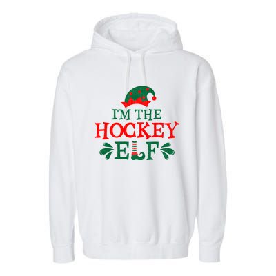 Family Matching Group Christmas Funny IM The Hockey Elf Gift Garment-Dyed Fleece Hoodie