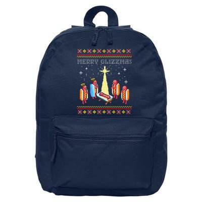 Funny Merry Glizzmas Tacky Merry Christmas Hot Dogs 16 in Basic Backpack