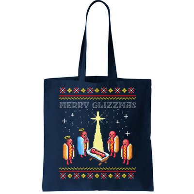 Funny Merry Glizzmas Tacky Merry Christmas Hot Dogs Tote Bag