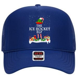 Family Matching Group Christmas The Ice Hockey Elf Gift High Crown Mesh Back Trucker Hat