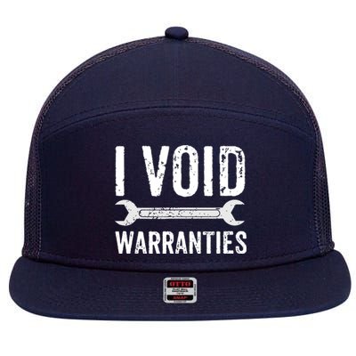 Funny Mechanic Gifts For Him I Void Warranties 7 Panel Mesh Trucker Snapback Hat