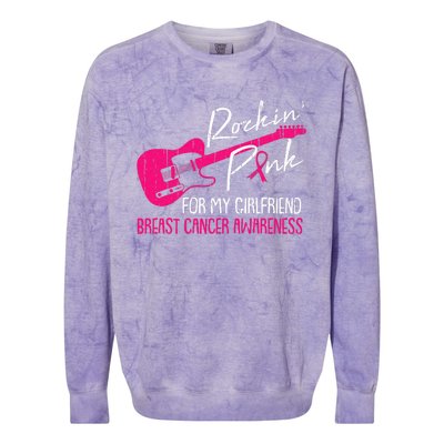 For My Girlfriend Breast Cancer Awareness Boyfriend Warrior Colorblast Crewneck Sweatshirt