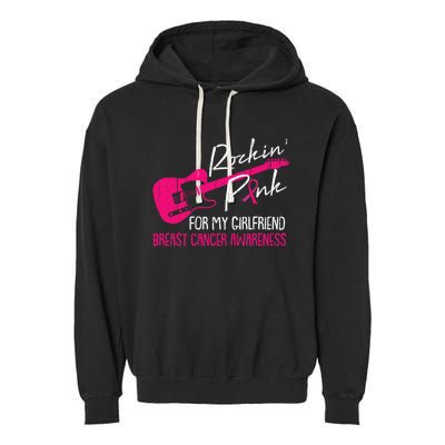 For My Girlfriend Breast Cancer Awareness Boyfriend Warrior Garment-Dyed Fleece Hoodie