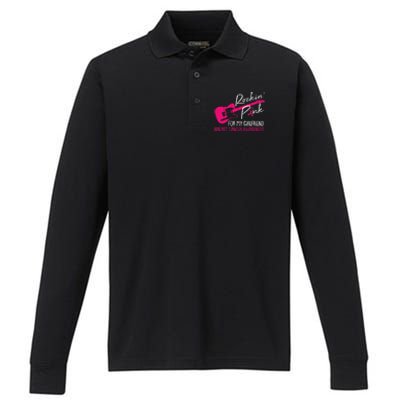 For My Girlfriend Breast Cancer Awareness Boyfriend Warrior Performance Long Sleeve Polo