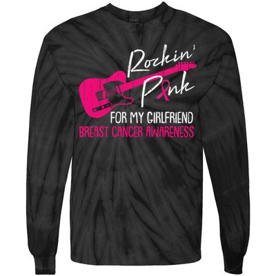 For My Girlfriend Breast Cancer Awareness Boyfriend Warrior Tie-Dye Long Sleeve Shirt