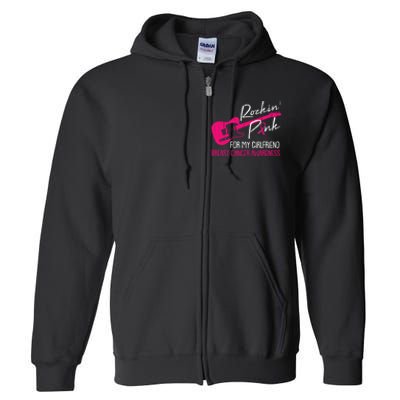 For My Girlfriend Breast Cancer Awareness Boyfriend Warrior Full Zip Hoodie