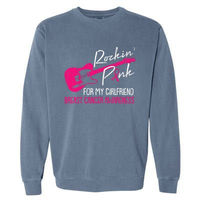 For My Girlfriend Breast Cancer Awareness Boyfriend Warrior Garment-Dyed Sweatshirt