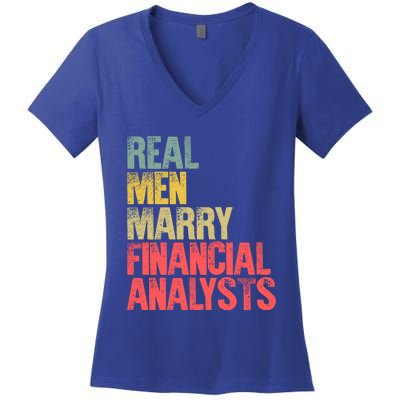 Funny Marriage Gift Real Marry Financial Analysts Gift Women's V-Neck T-Shirt