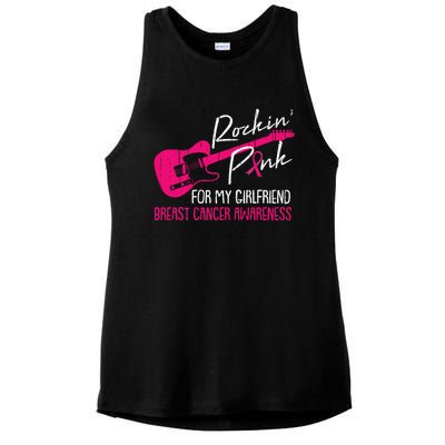 For My Girlfriend Breast Cancer Awareness Boyfriend Warrior Ladies PosiCharge Tri-Blend Wicking Tank