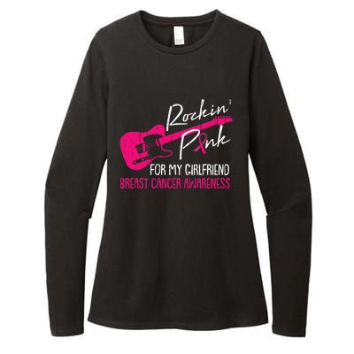 For My Girlfriend Breast Cancer Awareness Boyfriend Warrior Womens CVC Long Sleeve Shirt