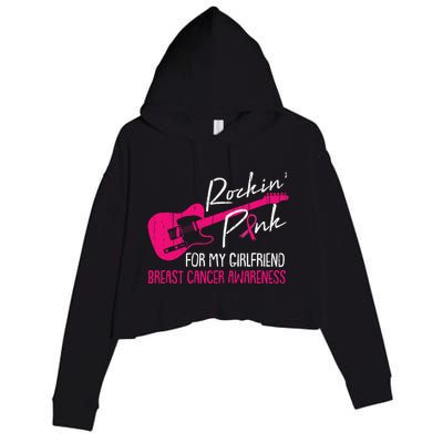 For My Girlfriend Breast Cancer Awareness Boyfriend Warrior Crop Fleece Hoodie