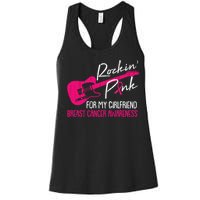 For My Girlfriend Breast Cancer Awareness Boyfriend Warrior Women's Racerback Tank