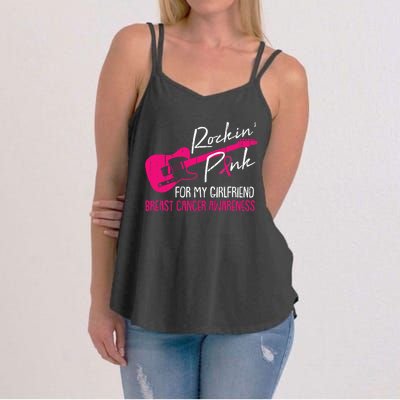 For My Girlfriend Breast Cancer Awareness Boyfriend Warrior Women's Strappy Tank