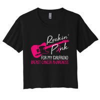 For My Girlfriend Breast Cancer Awareness Boyfriend Warrior Women's Crop Top Tee