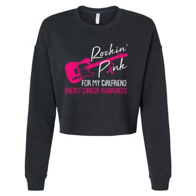 For My Girlfriend Breast Cancer Awareness Boyfriend Warrior Cropped Pullover Crew