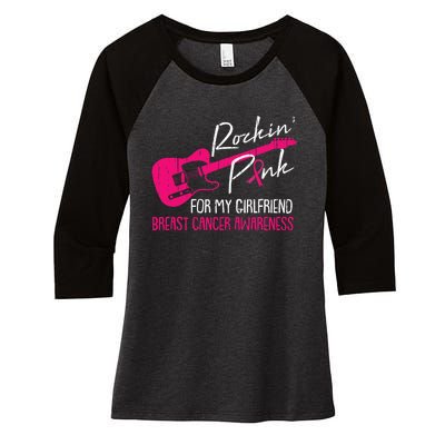 For My Girlfriend Breast Cancer Awareness Boyfriend Warrior Women's Tri-Blend 3/4-Sleeve Raglan Shirt