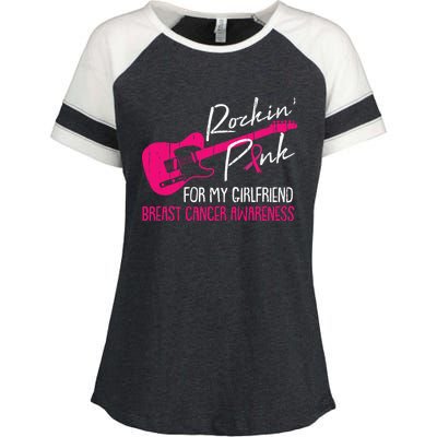 For My Girlfriend Breast Cancer Awareness Boyfriend Warrior Enza Ladies Jersey Colorblock Tee