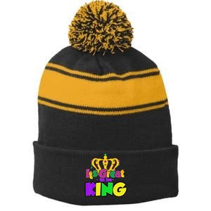 Fancy Mardi Gras Party funny festival Stripe Pom Pom Beanie