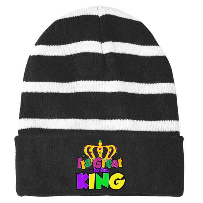 Fancy Mardi Gras Party funny festival Striped Beanie with Solid Band