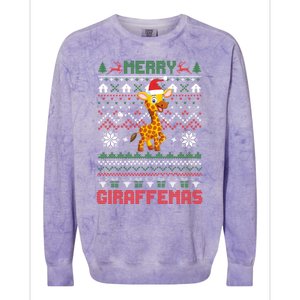 Funny Merry Giraffetmas Ugly Christmas Giraffe Funny Gift Colorblast Crewneck Sweatshirt