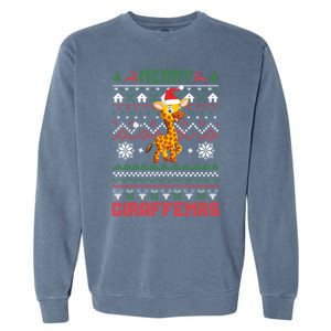 Funny Merry Giraffetmas Ugly Christmas Giraffe Funny Gift Garment-Dyed Sweatshirt