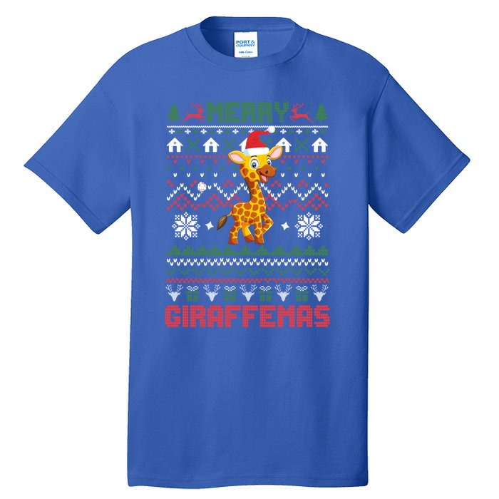 Funny Merry Giraffetmas Ugly Christmas Giraffe Funny Gift Tall T-Shirt