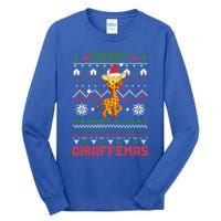 Funny Merry Giraffetmas Ugly Christmas Giraffe Funny Gift Tall Long Sleeve T-Shirt