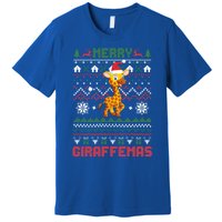 Funny Merry Giraffetmas Ugly Christmas Giraffe Funny Gift Premium T-Shirt