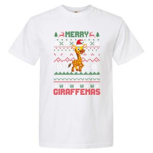 Funny Merry Giraffetmas Ugly Christmas Giraffe Funny Gift Garment-Dyed Heavyweight T-Shirt