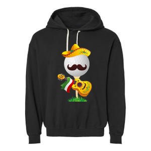 Funny Mexican Golf Ball Sombrero Guitar Cinco De Mayo Garment-Dyed Fleece Hoodie