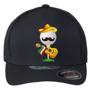 Funny Mexican Golf Ball Sombrero Guitar Cinco De Mayo Flexfit Unipanel Trucker Cap