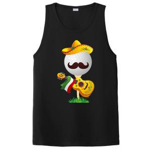 Funny Mexican Golf Ball Sombrero Guitar Cinco De Mayo PosiCharge Competitor Tank