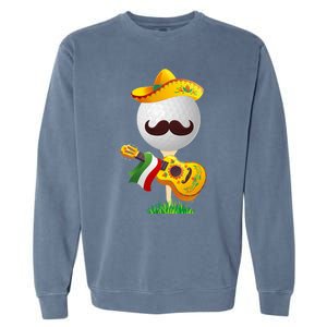 Funny Mexican Golf Ball Sombrero Guitar Cinco De Mayo Garment-Dyed Sweatshirt