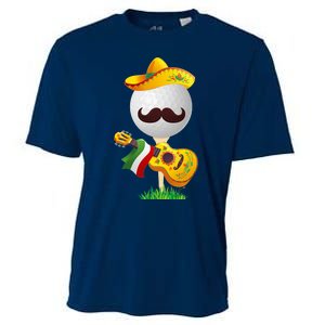 Funny Mexican Golf Ball Sombrero Guitar Cinco De Mayo Cooling Performance Crew T-Shirt