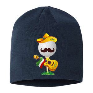 Funny Mexican Golf Ball Sombrero Guitar Cinco De Mayo Sustainable Beanie