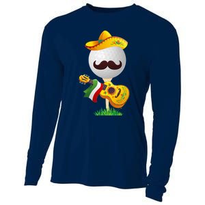 Funny Mexican Golf Ball Sombrero Guitar Cinco De Mayo Cooling Performance Long Sleeve Crew