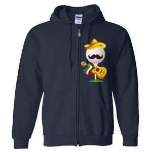 Funny Mexican Golf Ball Sombrero Guitar Cinco De Mayo Full Zip Hoodie