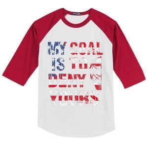 Funny My Goal Is To Deny Yours Hockey Goalie Ice Hockey (6) Kids Colorblock Raglan Jersey