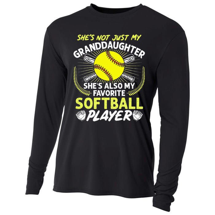 Funny My Granddaughter Shes Also My Favorite Softball Cooling Performance Long Sleeve Crew