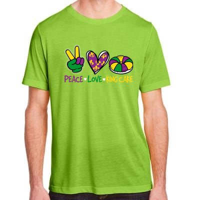 Funny Mardi Gras Festival Party Peace Love King Cake Gift Adult ChromaSoft Performance T-Shirt