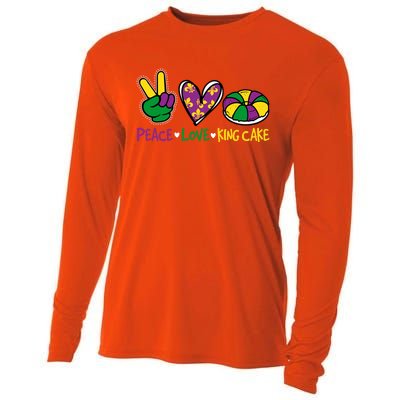 Funny Mardi Gras Festival Party Peace Love King Cake Gift Cooling Performance Long Sleeve Crew