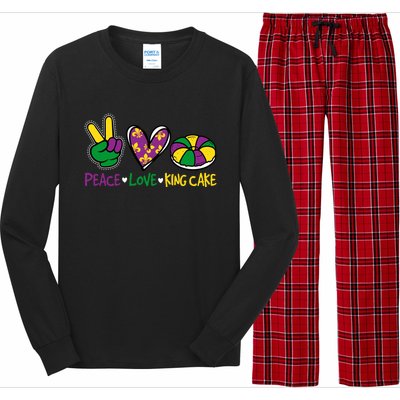 Funny Mardi Gras Festival Party Peace Love King Cake Gift Long Sleeve Pajama Set