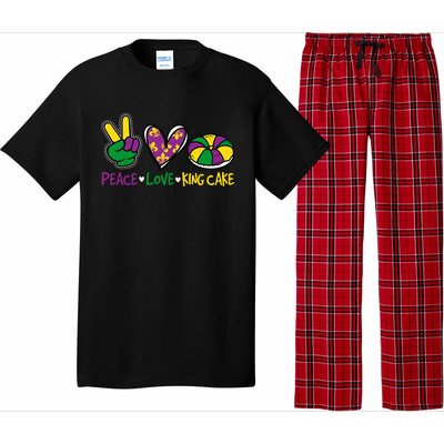 Funny Mardi Gras Festival Party Peace Love King Cake Gift Pajama Set